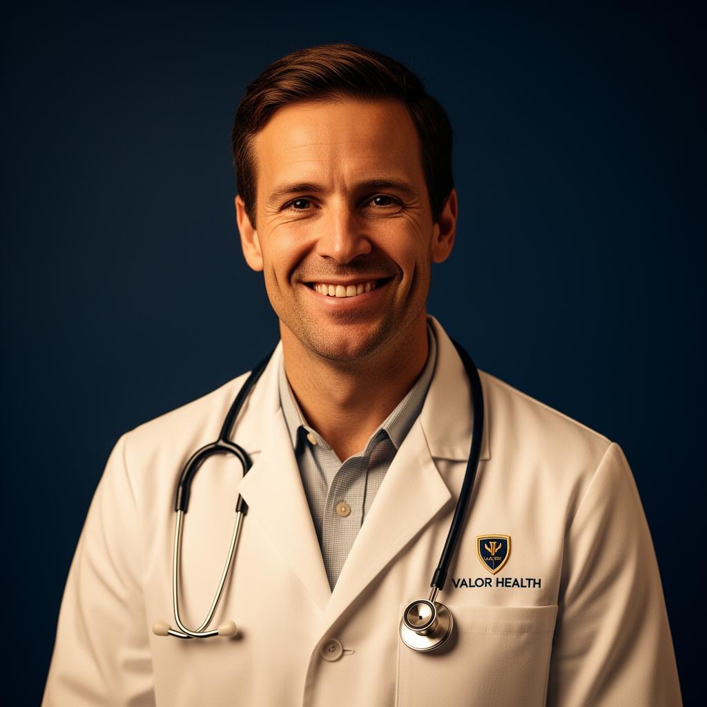 Portrait of Dr. Connor Whitfield, Attending Psychiatrist at Valor Health
